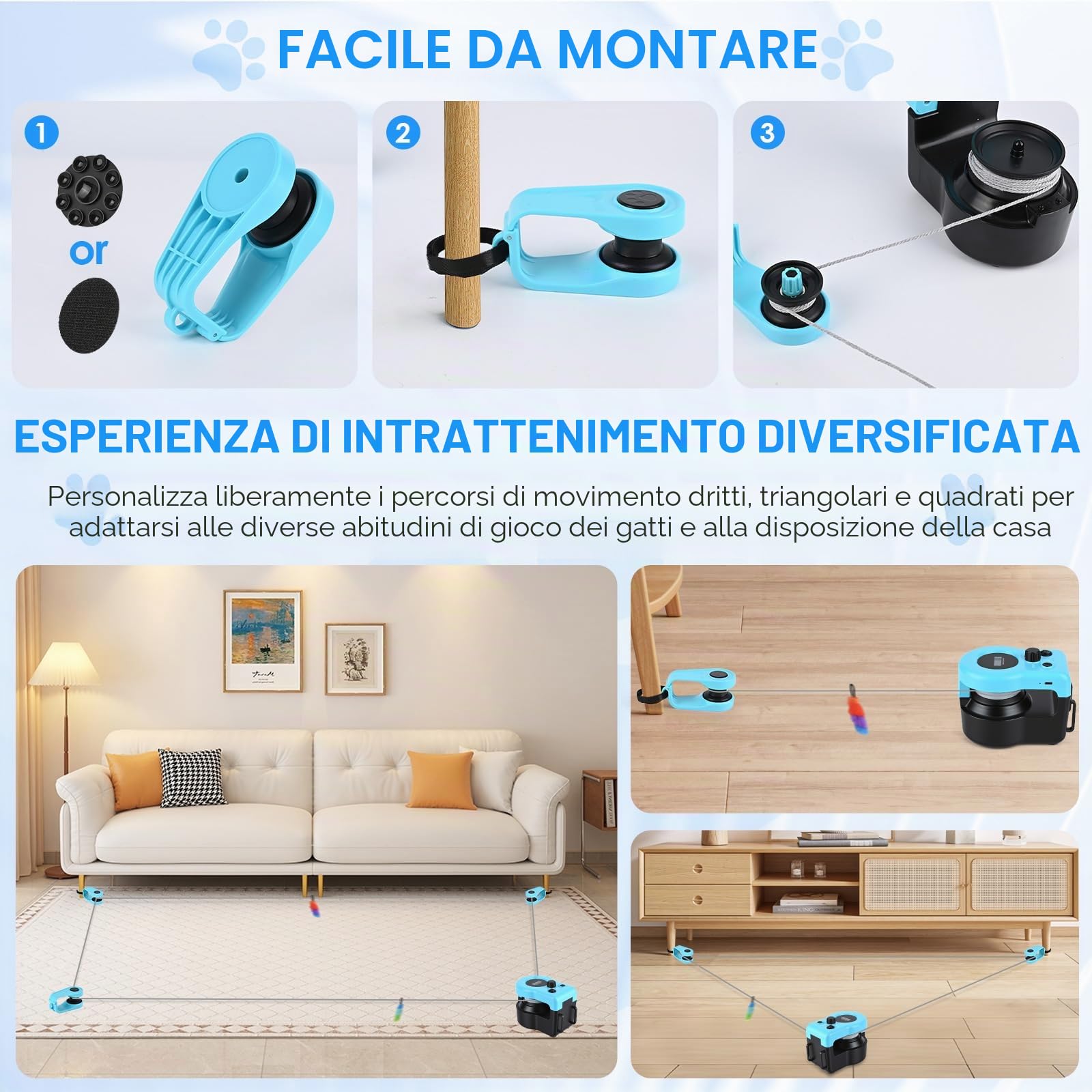 Gioco Gatto Interattivo Elettrico per Gatti, Giocattolo di Auto-Intrattenimento per Gattis, Gioco Intelligente Automatico/Telecomandato per Gatti, Velocità/Percorsi Regolabili
