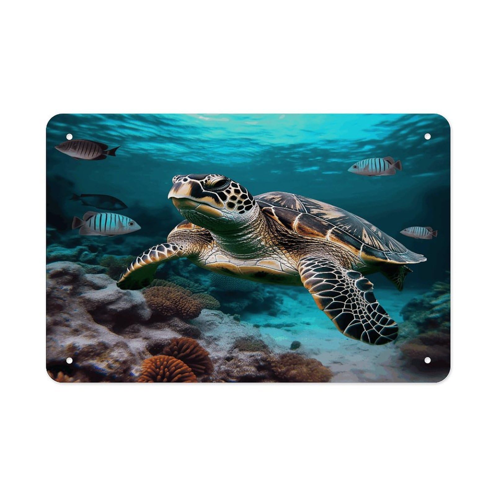 Fekiloot Style Ocean Animal Turtle Metal Signs Wall Art Tin Sign