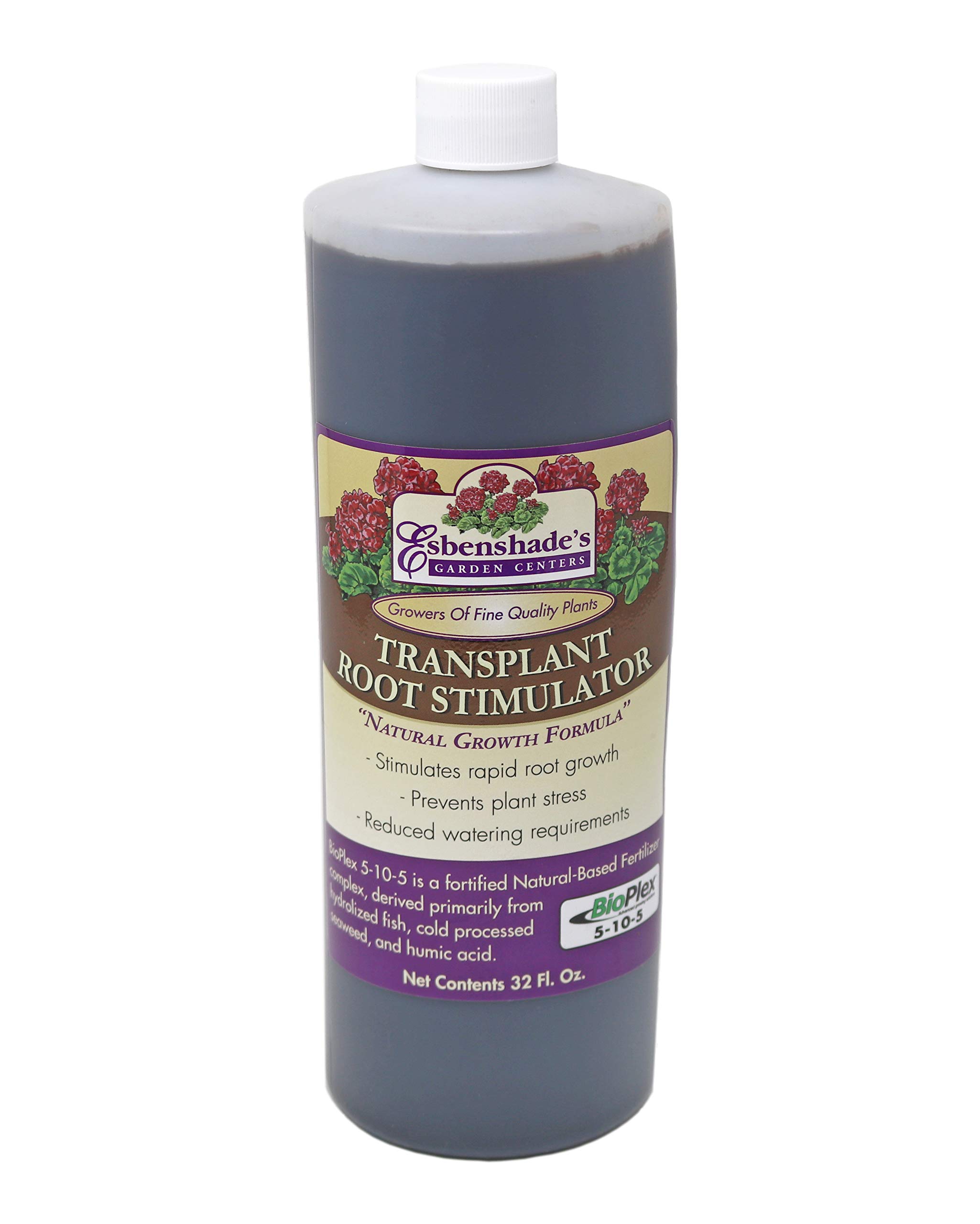 Esbenshade’s Transplant Root Stimulator 5-10-5 Fertilizer, 32oz - Liquid Fertilizer with Seaweed, Fish & Humic Acid - Reduces Transplant Shock, Promotes Root Growth - for Flowers, Vegetables & Shrubs