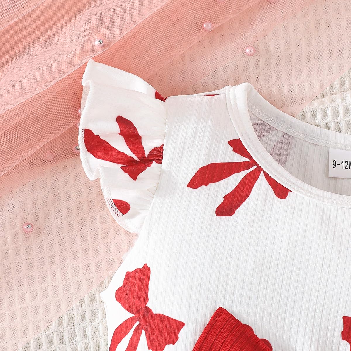 Robe Bébé Fille Imprimée Papillon Nœud Volants sans Manches Robe D'été Mignonne à Pois pour Filles - 3