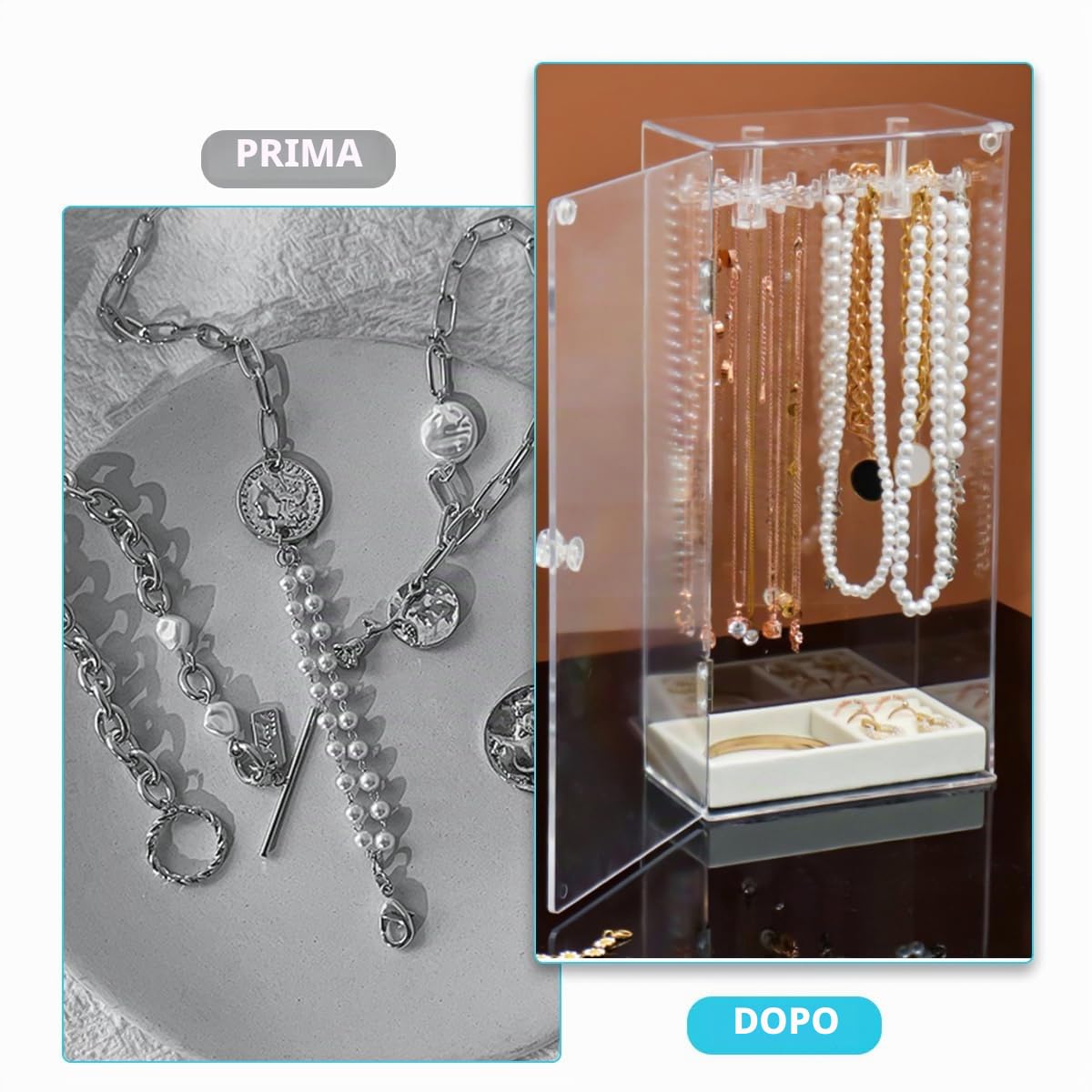 Porta Collane Da Tavolo, Appendi Collane Con 24 Ganci Rotanti, Espositore Gioielli, Per Porta Braccialetti, Pendenti, Orecchini, Gioielli