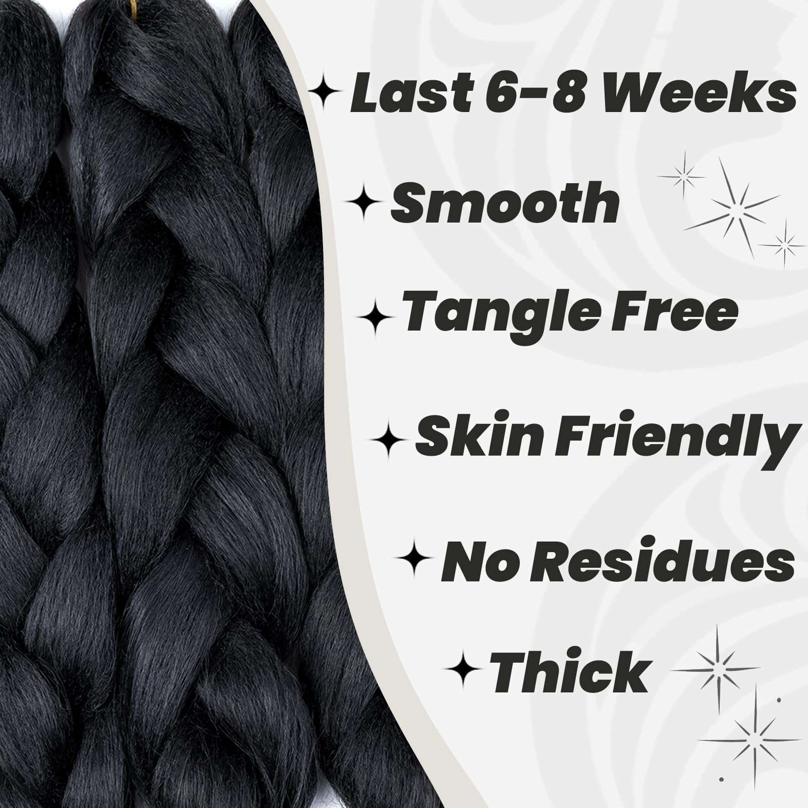 Dcbaboo Jet Black Hair Extensions for Braiding Jumbo Braiding Hair Extension 5packs 24inch Synthetic Hair Kanekalon Ombre Braids Extensions Hair Afro Crochet Twist Box Braids 500g - Image 3