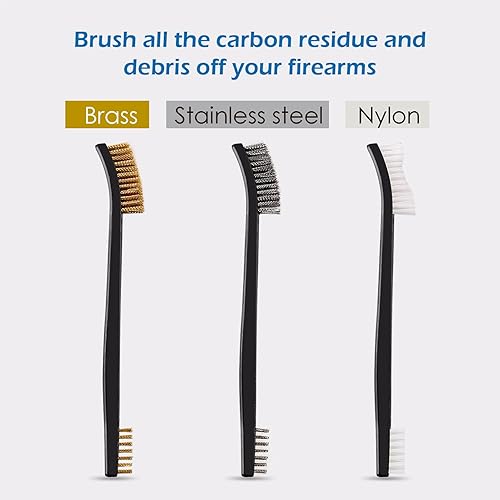 Miniatura 2 de Juego de limpieza de pistola, cepillo de pistola de nailon de doble extremo, latón/acero, 3 púas de pistola de acero y 2 púas de polímero para