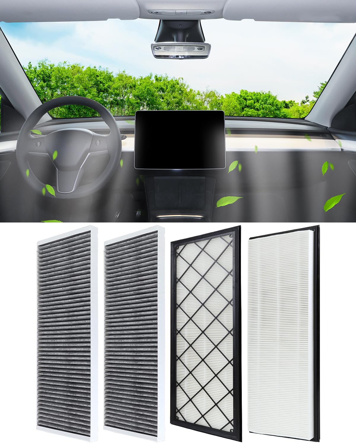 Modello Y Hepa con carbone attivo, circolazione esterna, filtro di ricambio Tesla (Filtro esterno (2 pezzi) (OE))