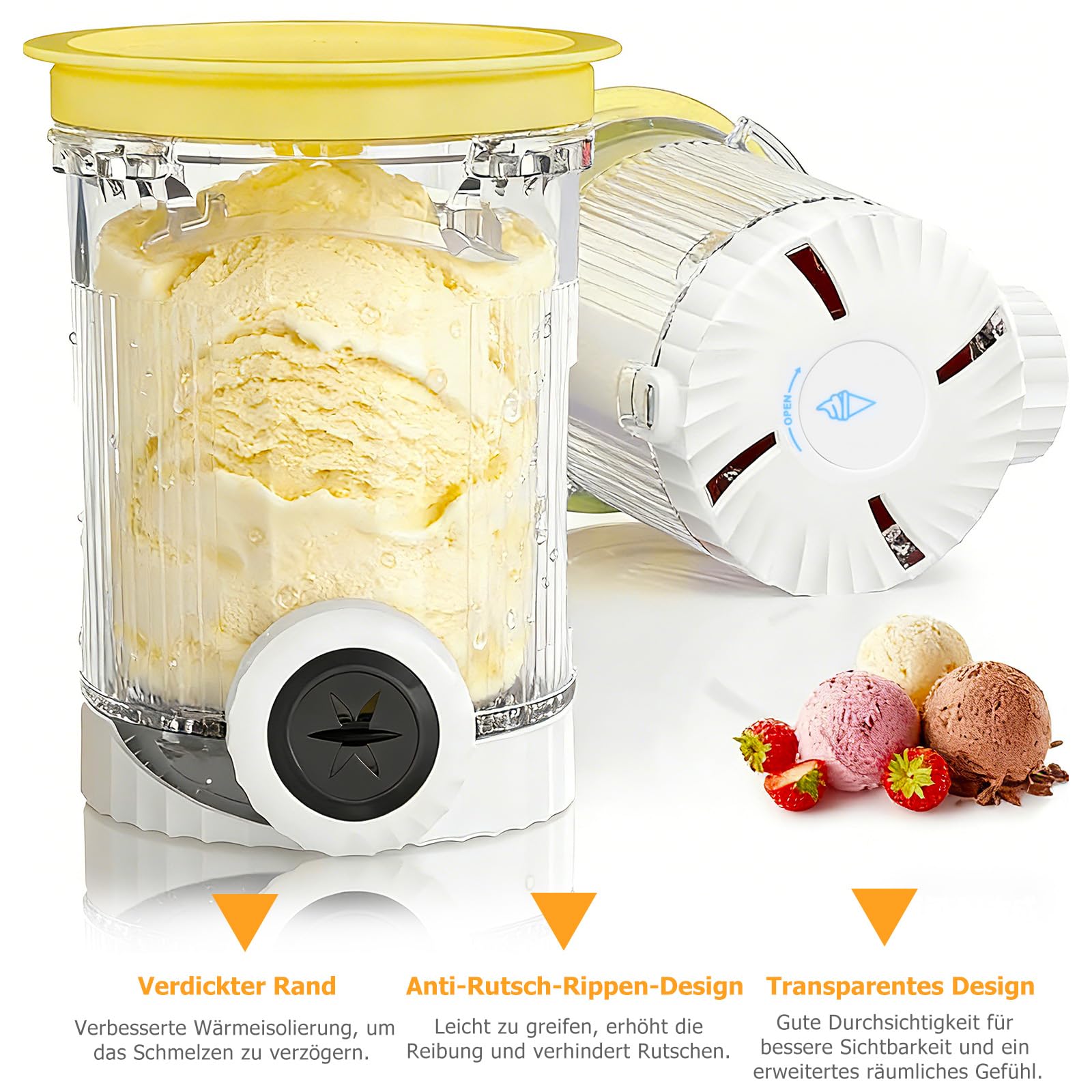 4er-Set Ersatzbehälter für Ninja Creami Swirl NC700 NC701EU Eismaschine (480 ml), Eisbehälter Zubehör BPA-frei & Spülmaschinenfest, mit farbigen Silikondeckeln zur Sortenunterscheidung