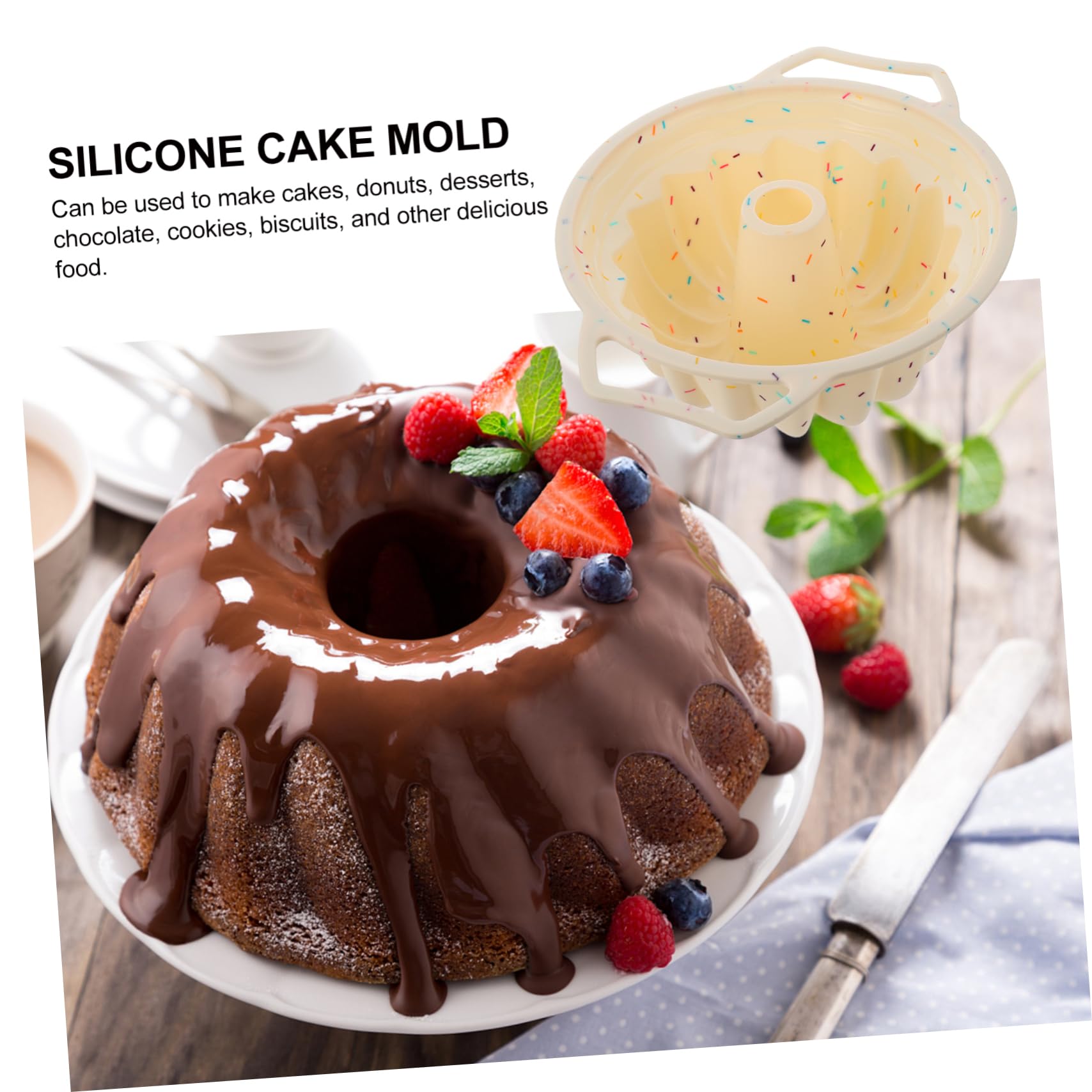 1pezzi Stampo Silicone Tondo Per Dolci Con Metallico Rinforzato Resistente Temperature Estreme Flessibile e Antiaderente Per Forno e Frigorifero Facilmente Lavabile in Lavastovigli