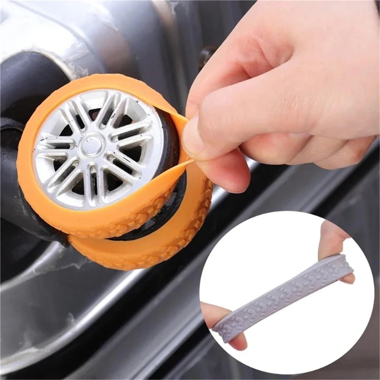 Fundas para Ruedas de Equipaje Protector de Ruedas Silicona con Textura Gruesa for Equipaje, Accesorios Cubierta Viaje for Reducir el Ruido, 4-60 Uds para Ruedas Equipaje Viaje(Black B,48pcs)
