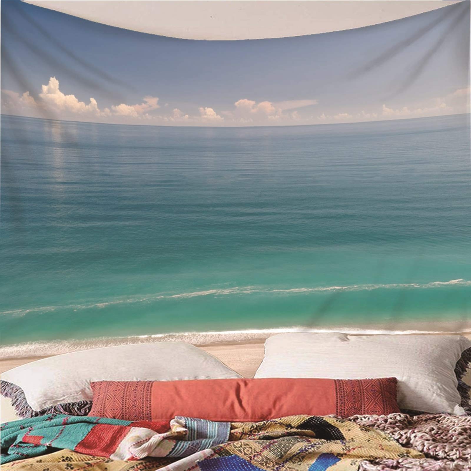Aeici Tapiz Tela Muro Playa, Manta De Pared Cielo Océano Tapiz Pared para Colgar Pared(200X200Cm)