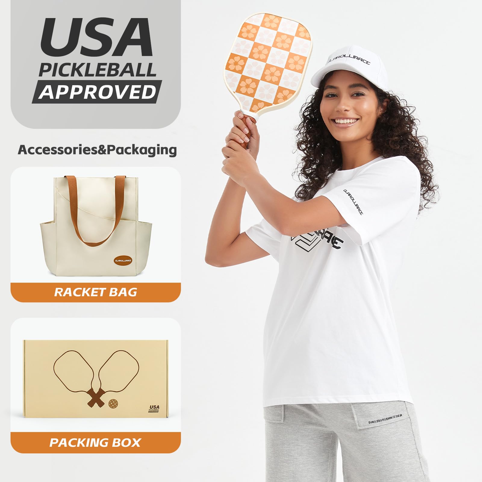 Set di 2 racchette da pickleball, set di 2 racchette da pickleball, superficie in fibra di vetro e nucleo a nido d'ape in PP da 13 mm, manico traspirante, 4 palline per interni ed esterni, 1 borsa