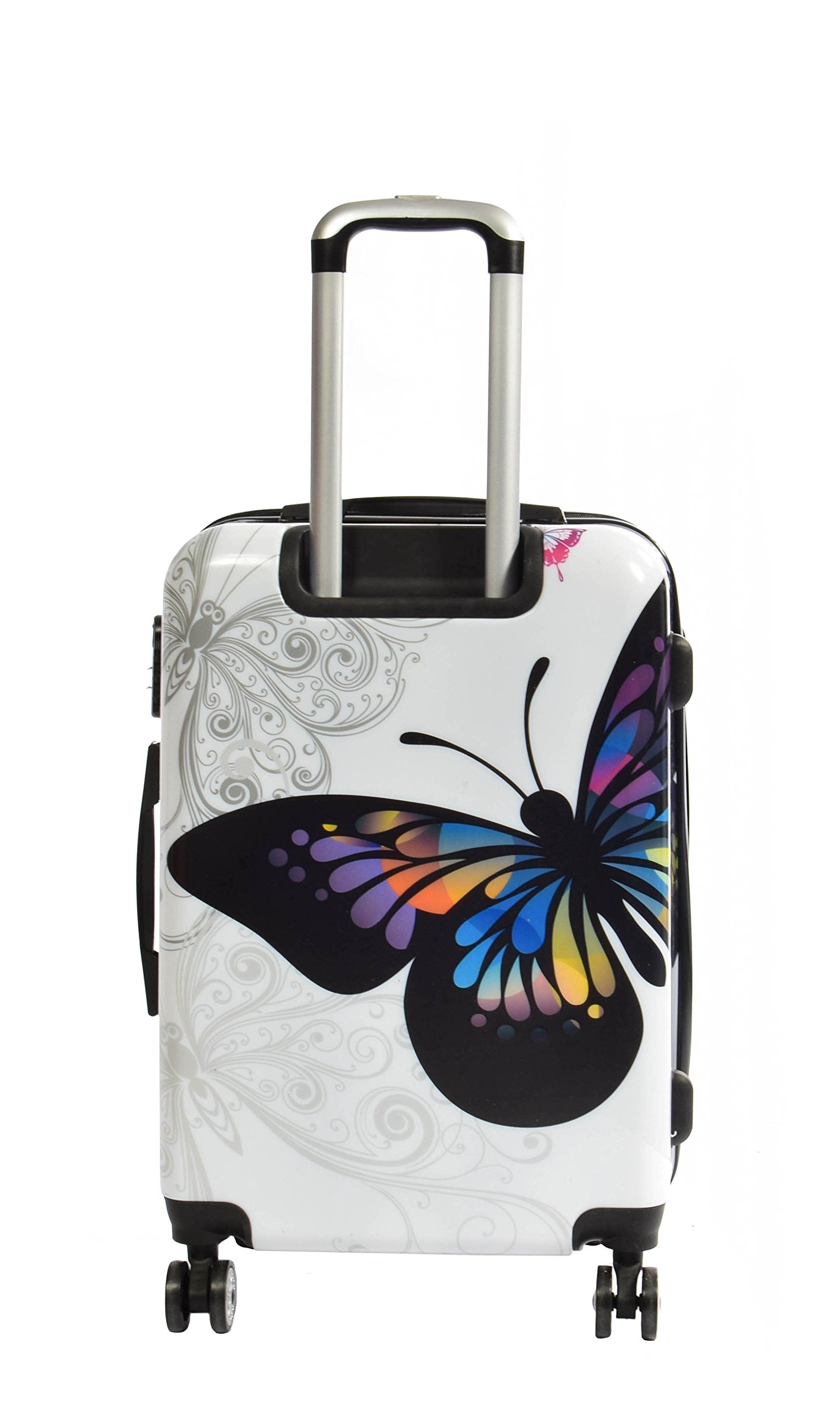 A1 FASHION GOODS Equipaje de 4 ruedas de policarbonato duro, ampliable, ligero, maletas de viaje, impresión de mariposa grande, multicolor, Medium Check-in Size 24", Hardside Equipaje expandible sobre