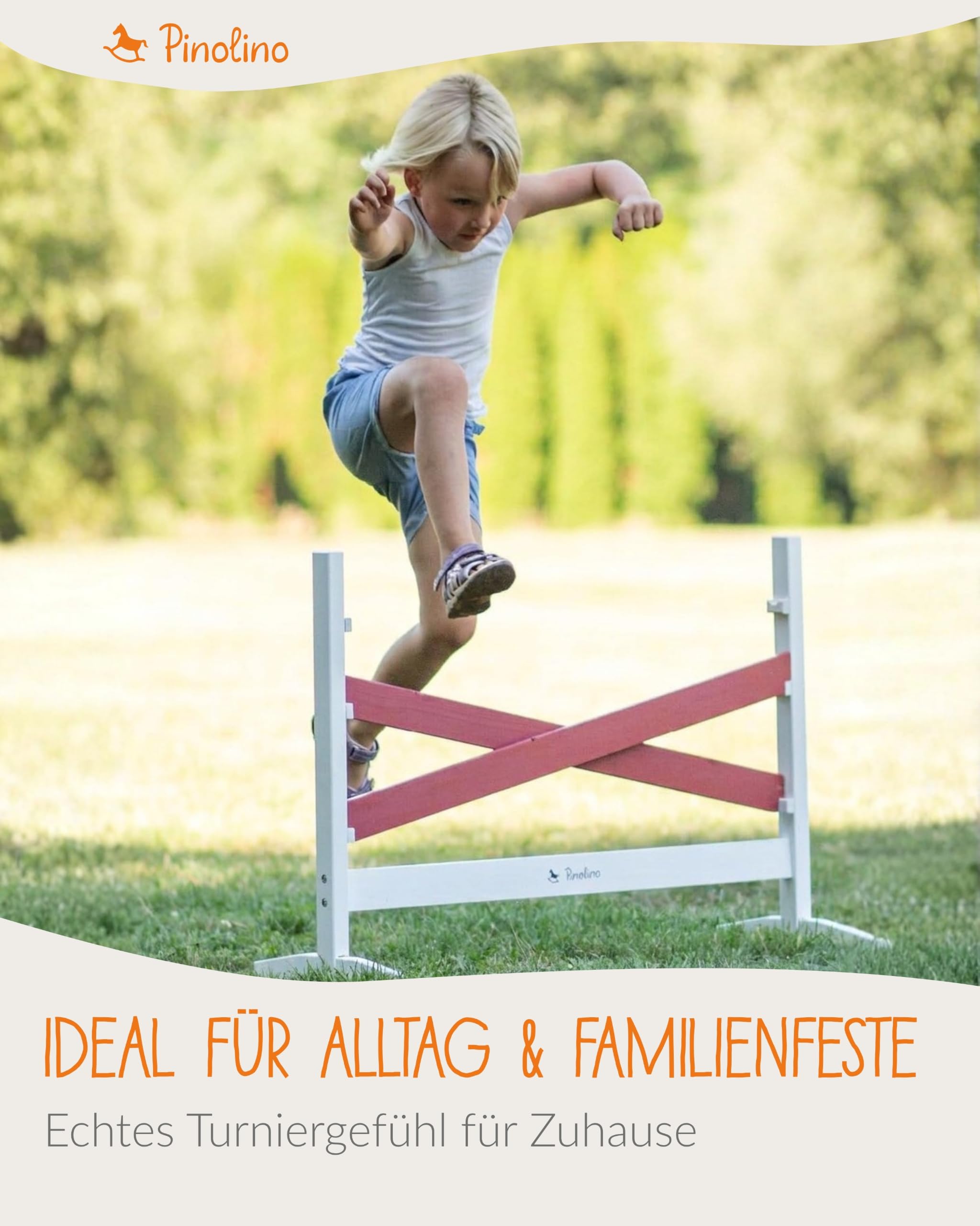 PINOLINO Hindernishürden-Set Jumper Hobby Horsing I Steckenpferd Parcours mit 2 Steilsprüngen & 1 Cavaletti I Hobby Horsing Zubehör für Garten & Kinderzimmer I Bewegungsspielzeug ab 3 Jahren