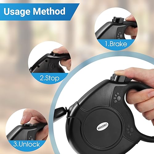 Miniatura 5 de Correa retráctil para perro, correa resistente de 26 pies para perros pequeños, medianos y grandes de hasta 110 libras, mango antideslizante, 360