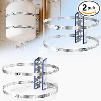 WooFog Quickstrap Expansion Tank Mounting Bracket 2 Set | Thermal Expansion Tank Support, Water Tank Bracket Holds up to 5-Gallon Water Heater Tanks & 13-Inch Diameter Cylinders