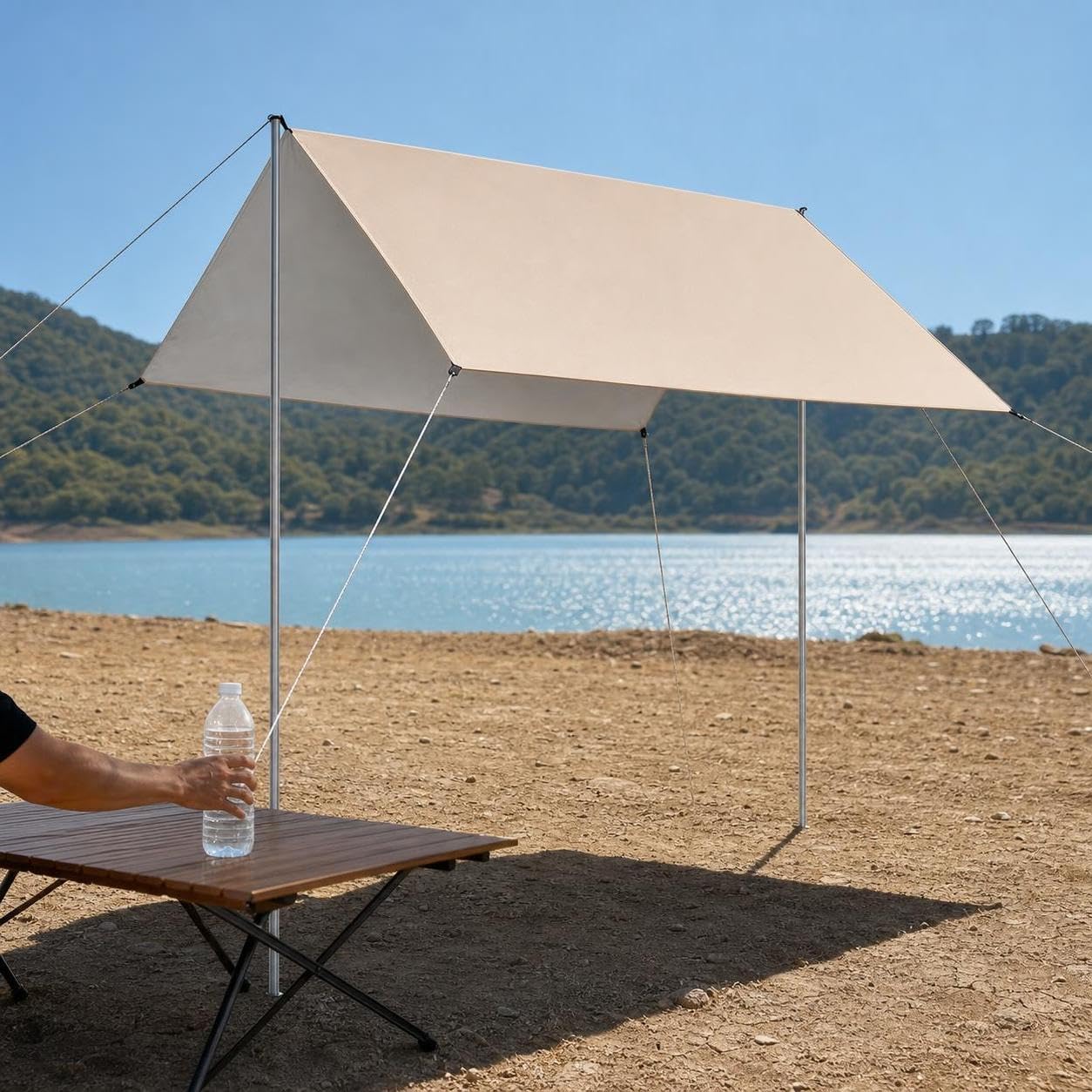 Bâche Camping Pare-Soleil imperméable, Protection, pour la Plage, 4.5x4.5 mètres