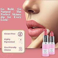 Vista 6 de Hickey Skinny Dip - Recambio de lápiz labial, lápiz labial rosa claro de larga duración, color de labios hidratante infundido con aceite de jojoba