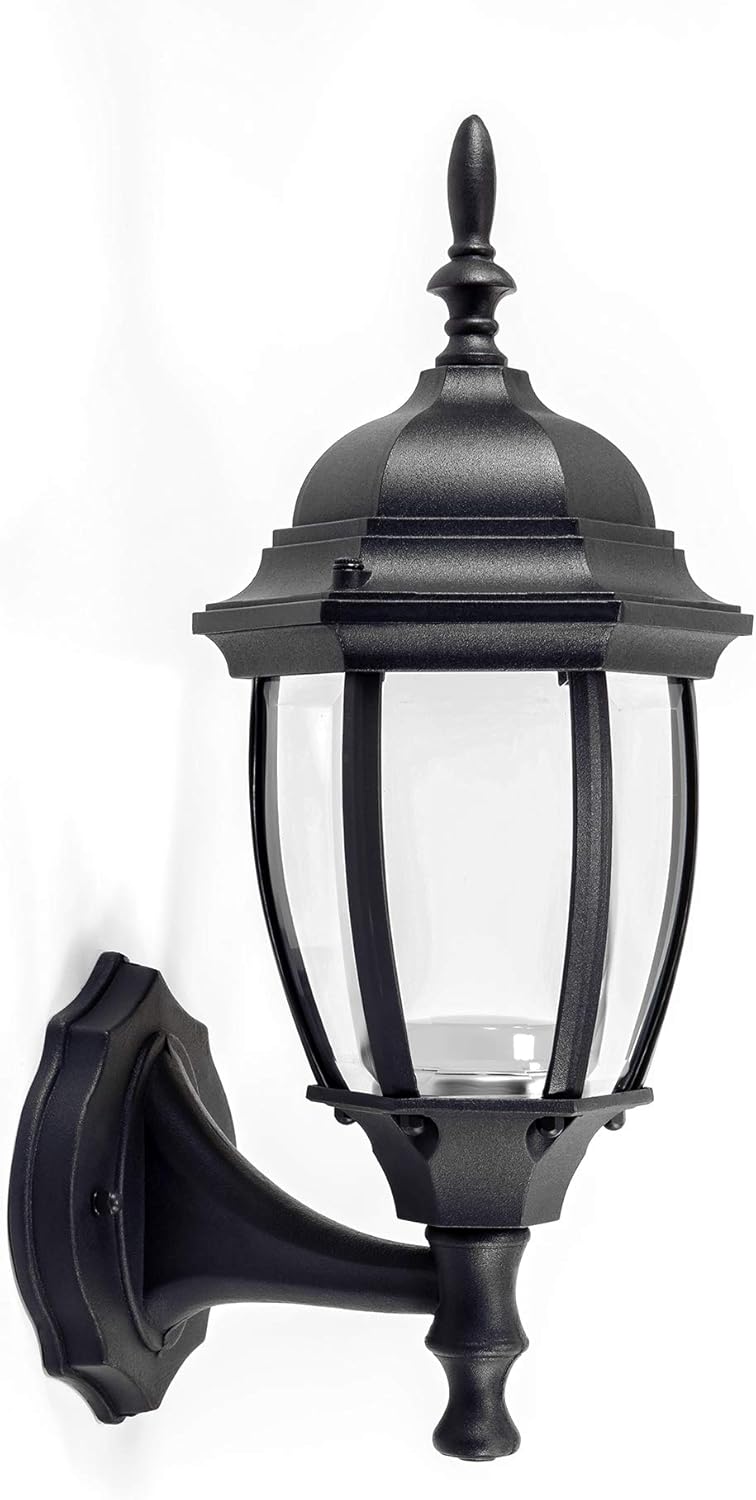 CORAMDEO Outdoor Hex Curved Glass LED Wall Lantern for Porch, Patio