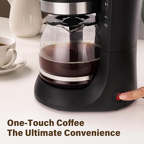 Miniatura 3 de YSSOA Cafetera de goteo de 10 tazas, cafetera antigoteo, apagado automático, ventana de nivel de agua, ollas de café de placa cálida, con filtro