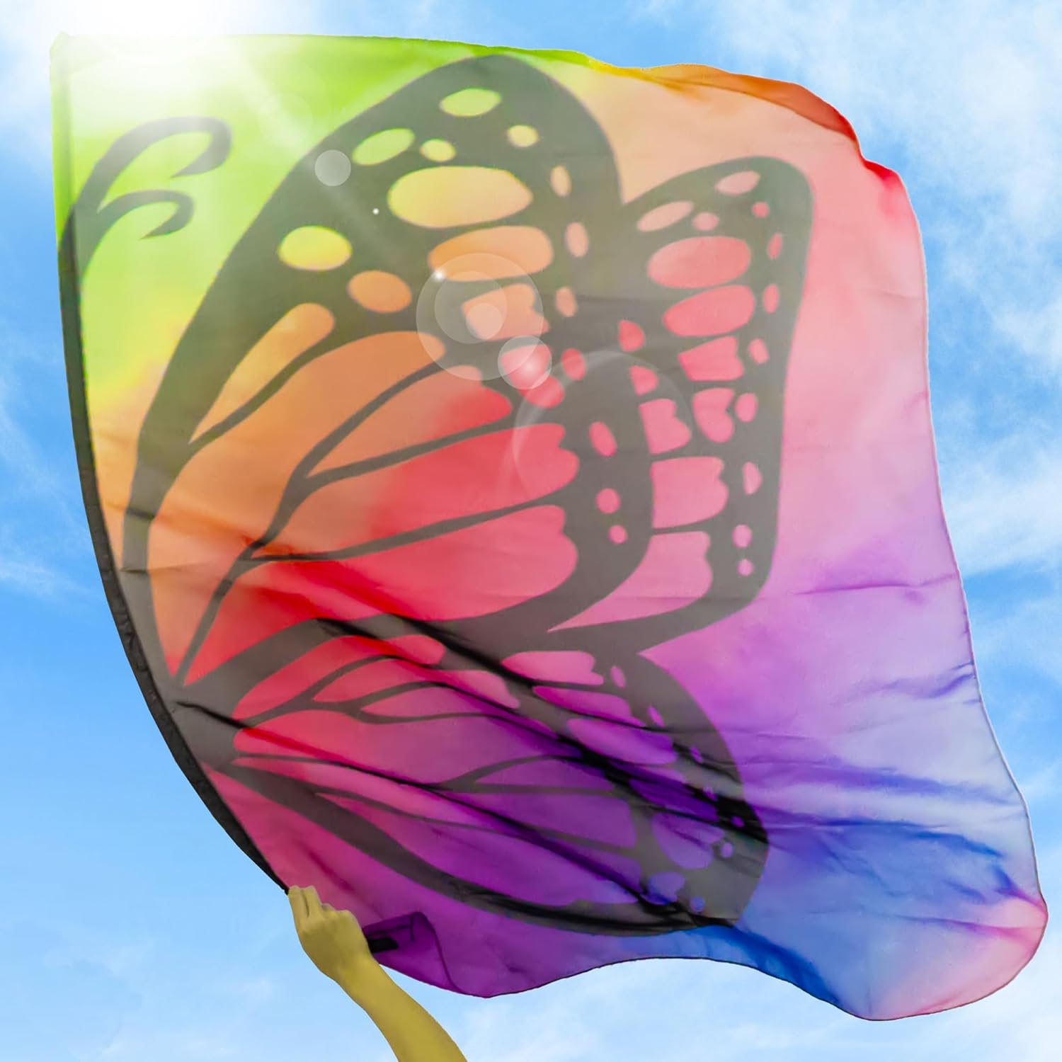 Wuchieal 53.5 X 42.1'' Pack of 2 pcs Butterfly Praise Flag, Butterflys Flag with Pole,Worship Flags Angel Wings,Angel wings Flags Streamers NCHC#
