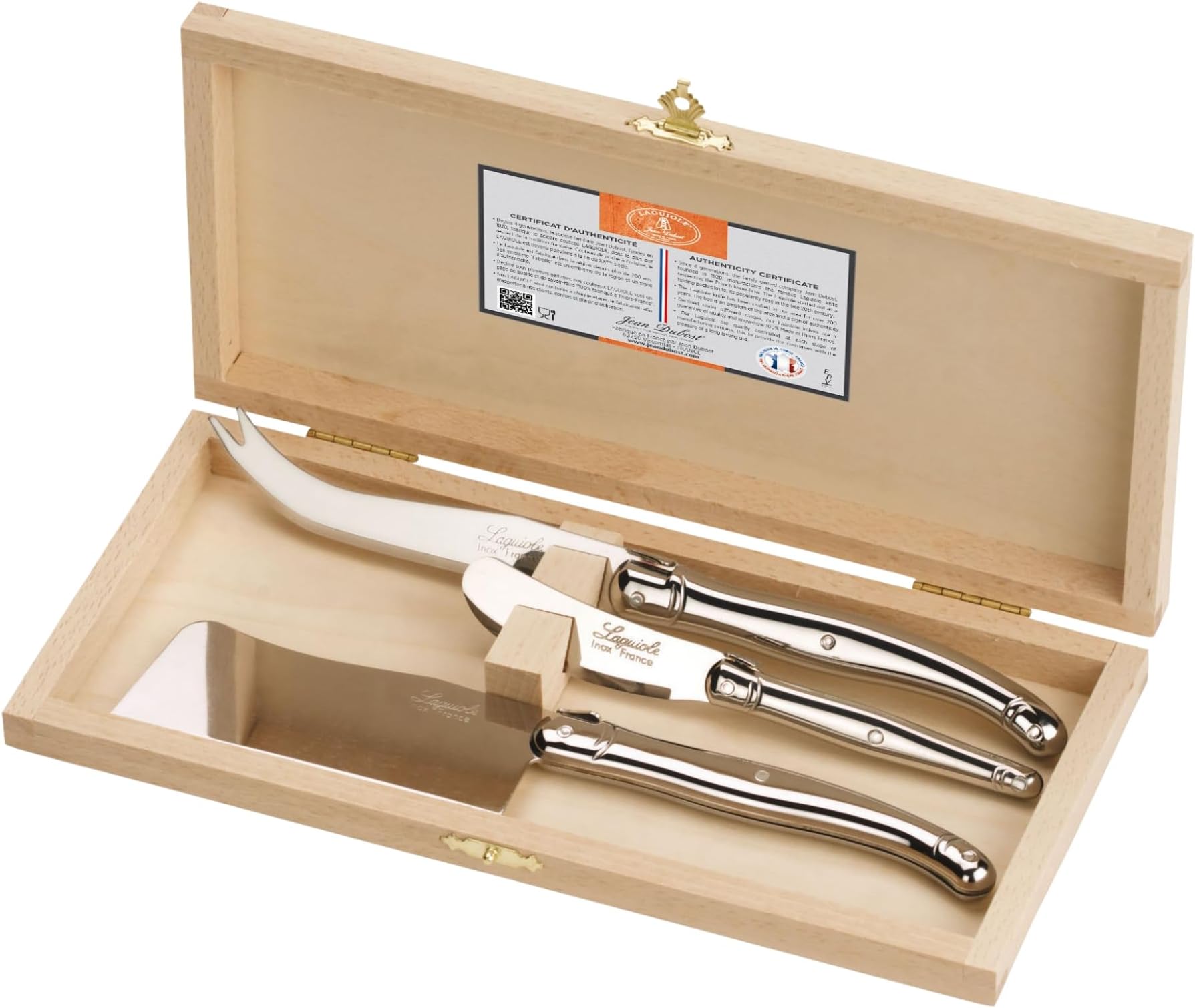 Laguiole Cutlery Set with 3 Cheese Knives, Steel
