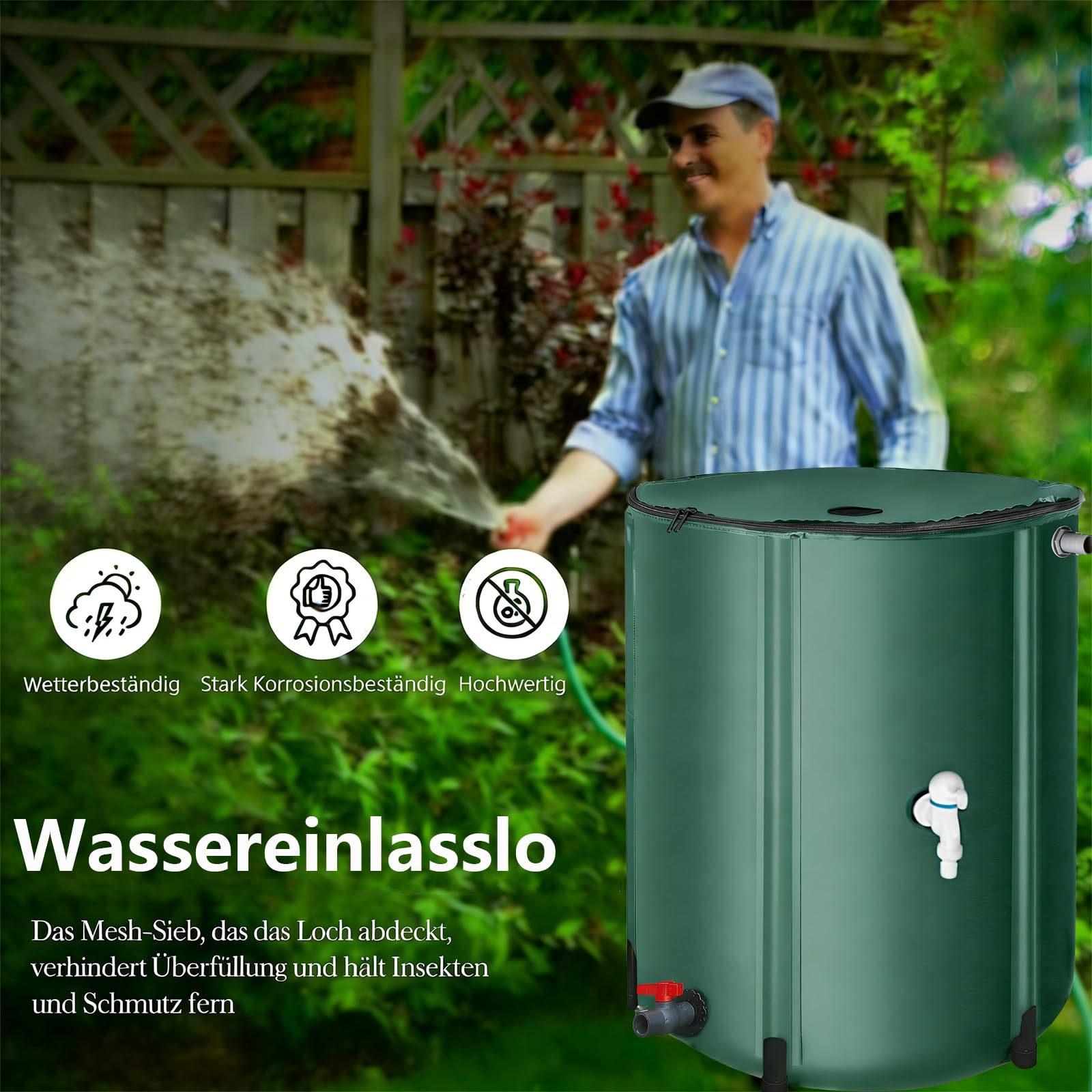Water Butts Beczka na deszczówkę ze stojakiem i kranem 250 l Waterbutt UK