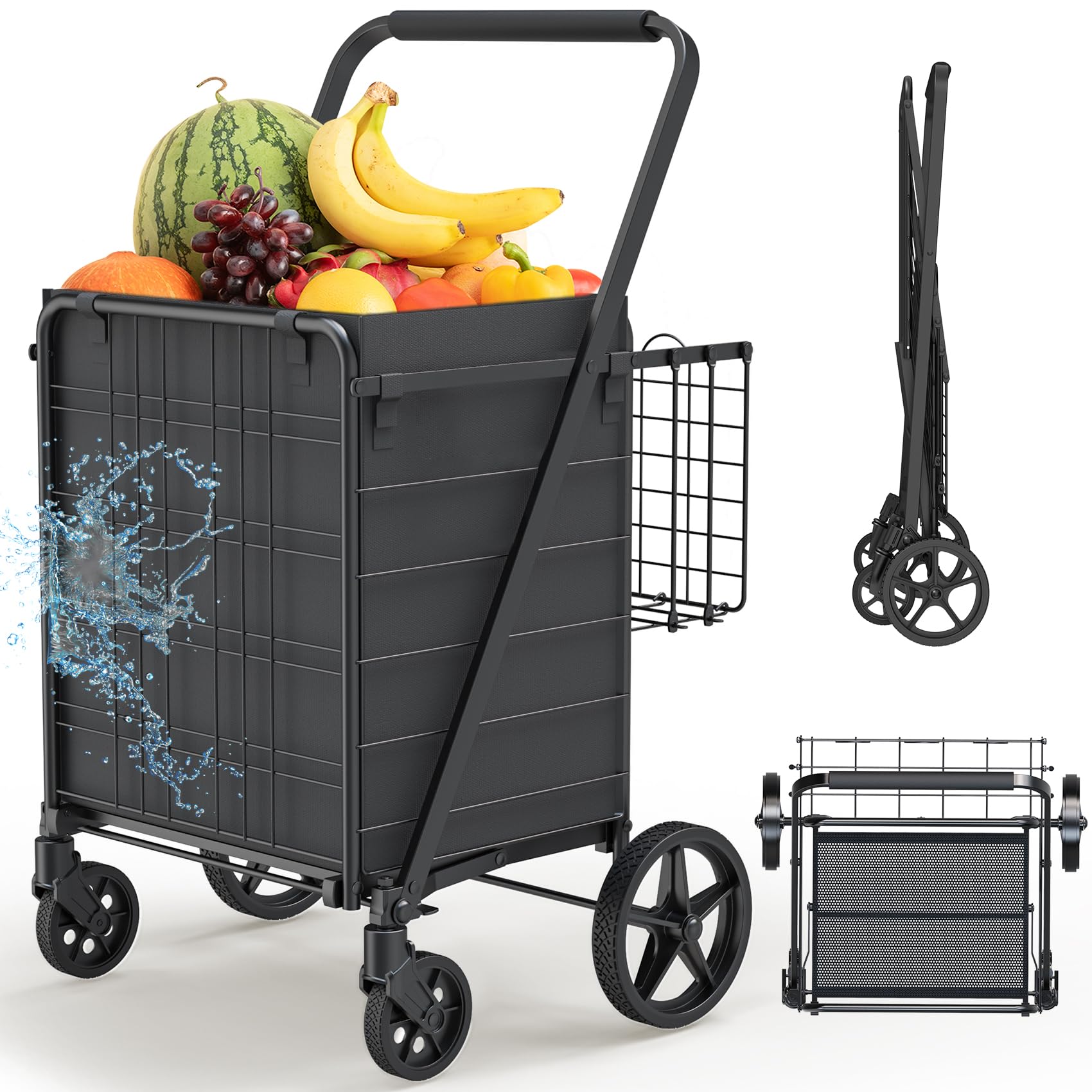 Shopping Carts for Groceries, Small Grocery Cart on Wheels with