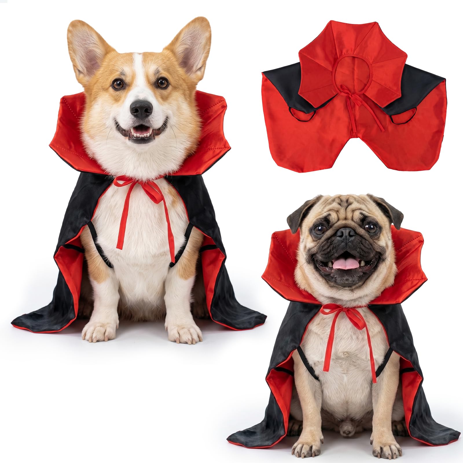 QEEYON Halloween Pet Vampire Costume Cape, Halloween Pet Cosplay Cloak