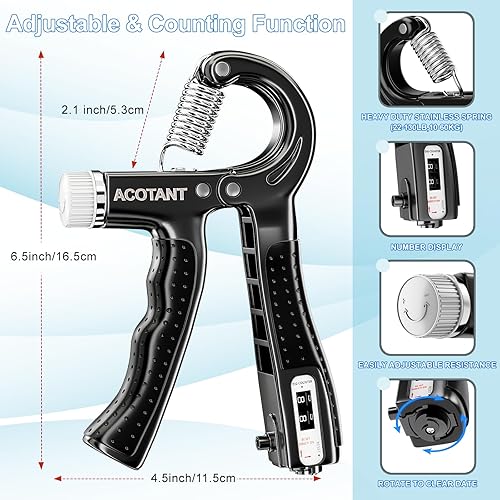 Miniatura 2 de Entrenador de fuerza de agarre (paquete de 5) con ejercitador de dedos, fortalecedor de agarre de mano, estirador de dedos, anillo de agarre y bola