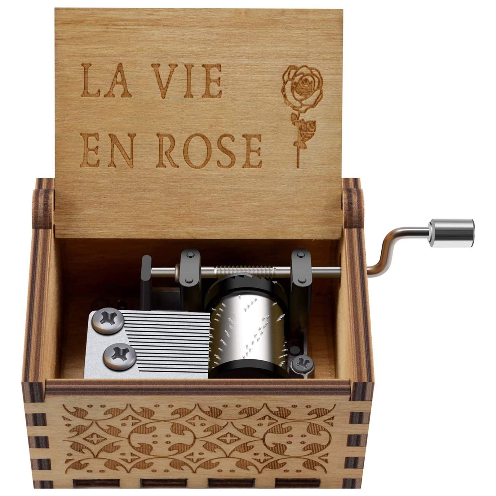 Carillon Manuale In Legno Con Manovella - Musica 'Happy Birthday', Regalo Compleanno Vintage