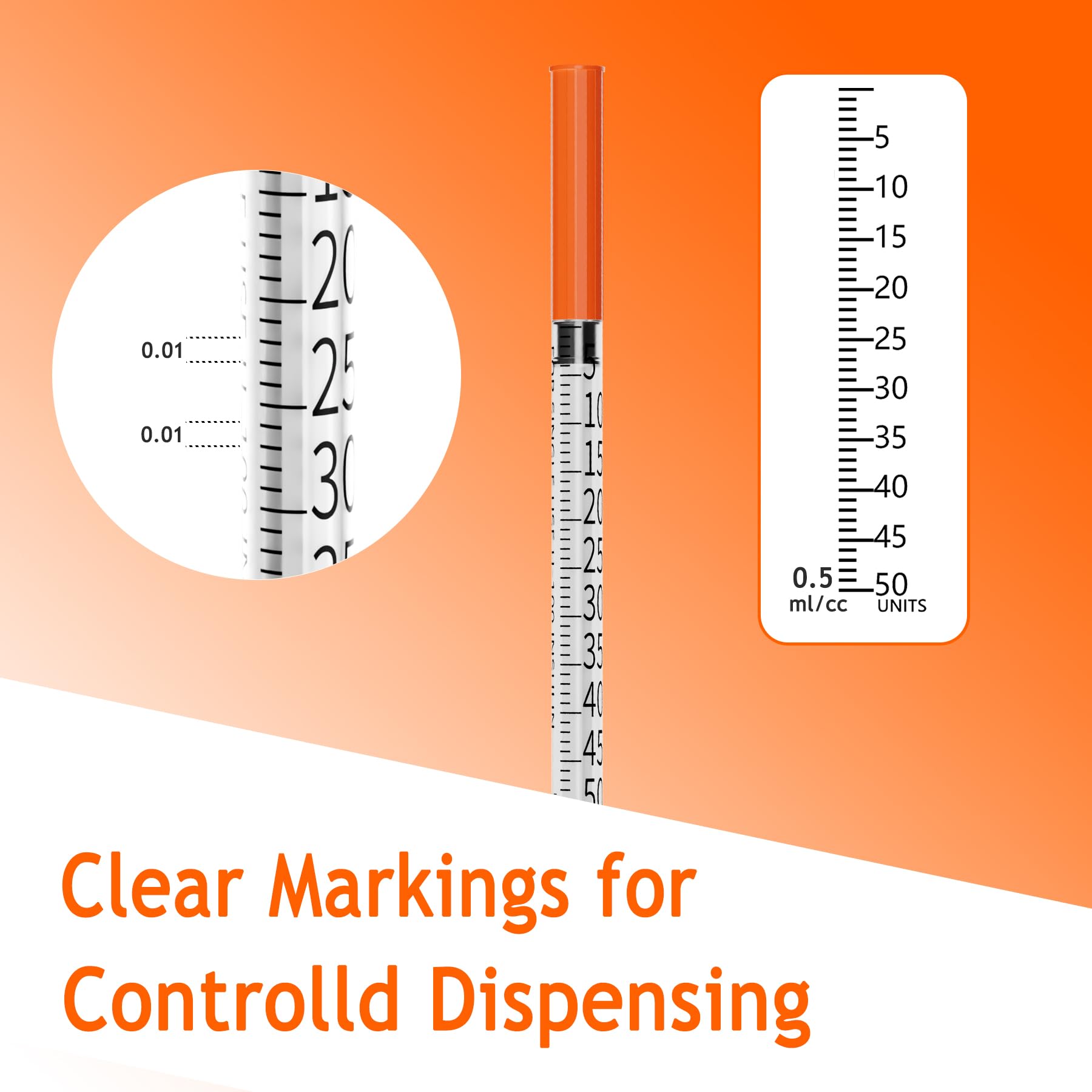 Lab Syringes - 50 Pack 0.5ml 31G -5
