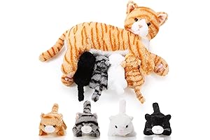 Adorably Nurturing Cat Stuffed Animal with Precious Kittens