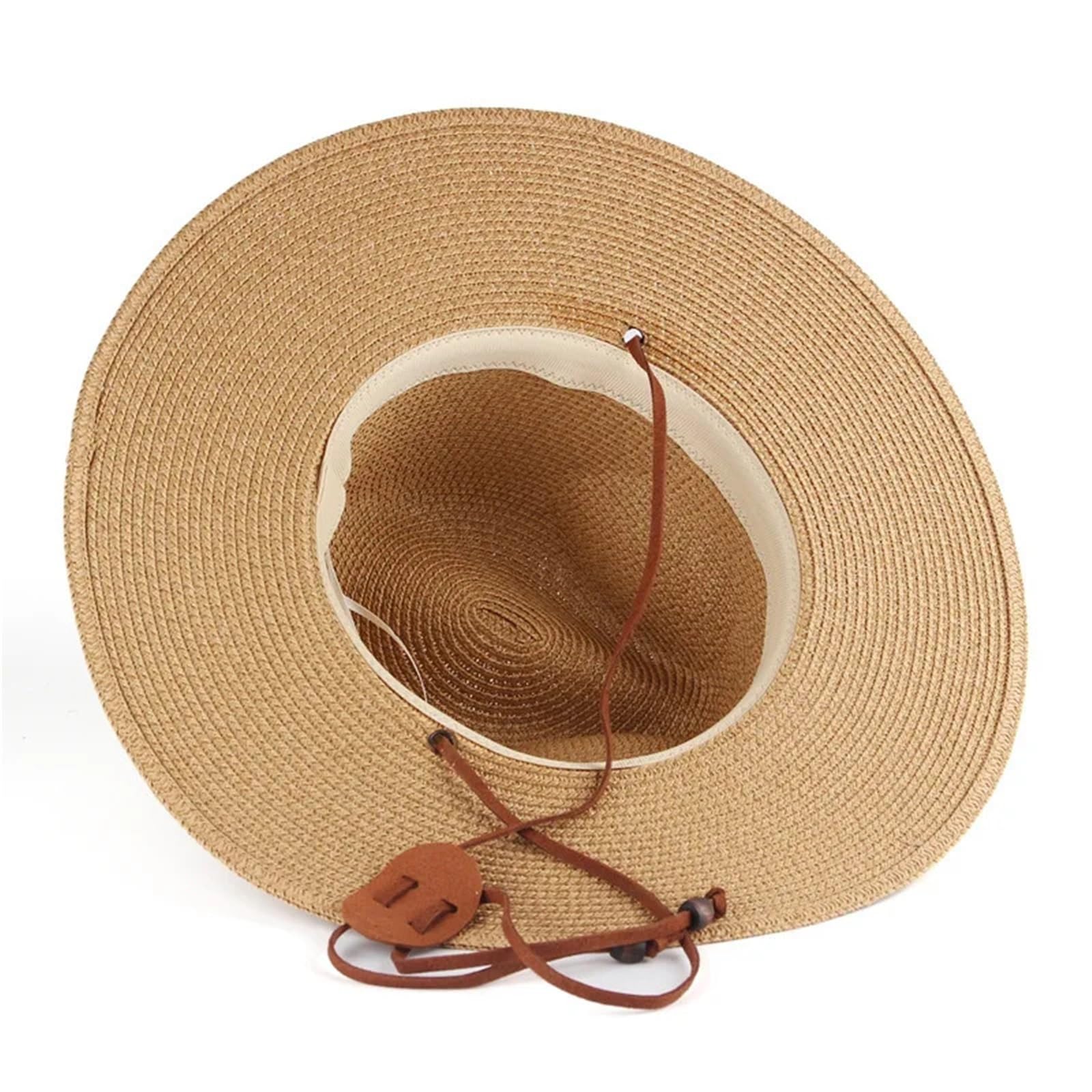 Sombrero de paja ala ancha verano for mujer, sombrero for el sol playa al aire libre, gorra con protección solar viento para Hombres y Mujeres
