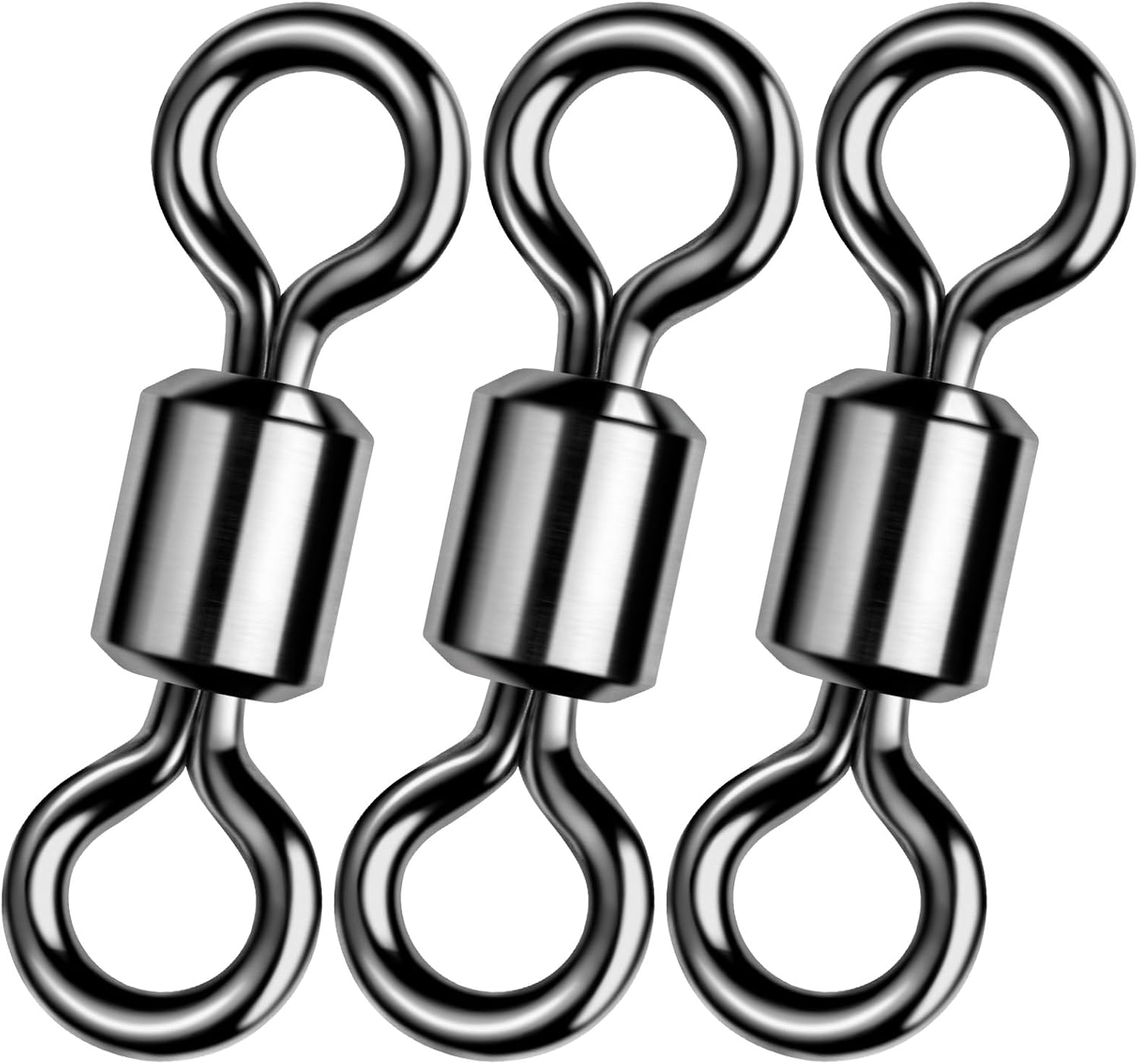 Alwonder Fishing Barrel Swivels 20 to 50-Pack Swivels Fishing Tackle Freshwater Saltwater Swivel Rolling Swivel Heavy Duty Black Nickel Stainless Steel Lures Leaders Line Connectors Terminal Tackle