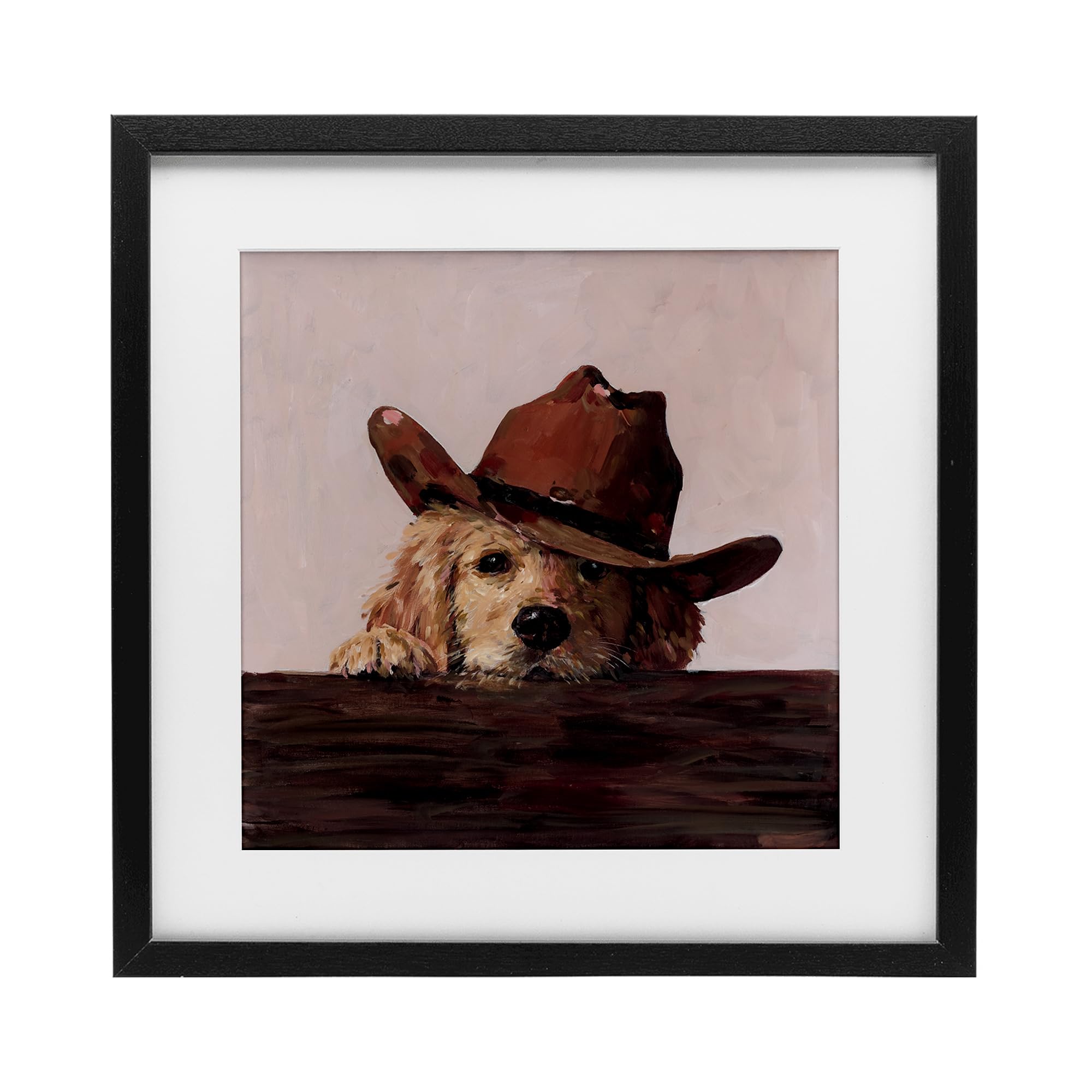Stupell Industries Peeking Cowboy Dog Black Framed Print Under Glass, design by Studio Bautista, 16 x 16