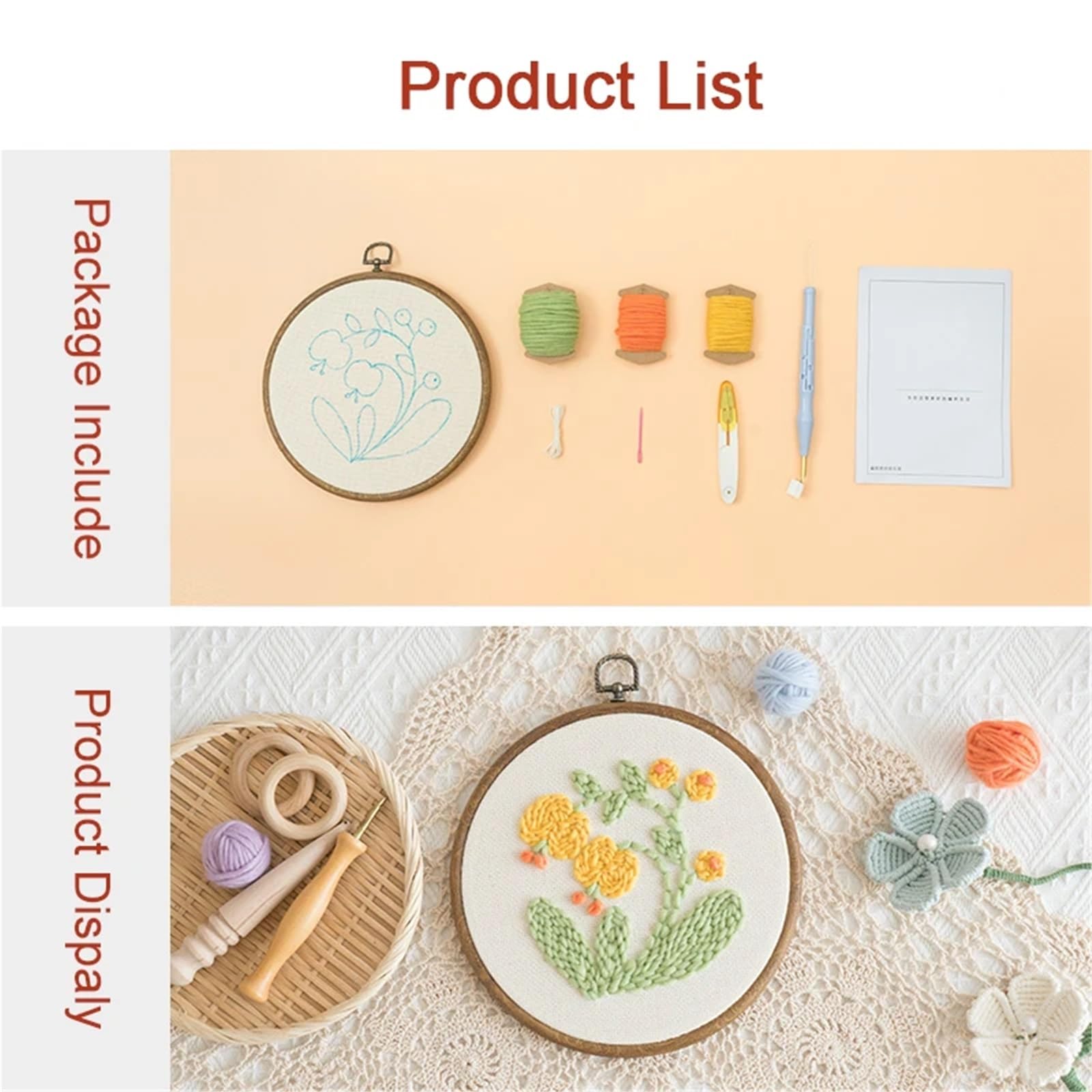 Kit De Bordado Floral Con Aguja Perforadora - Ideal Para Principiantes, Incluye Todo Lo Necesario