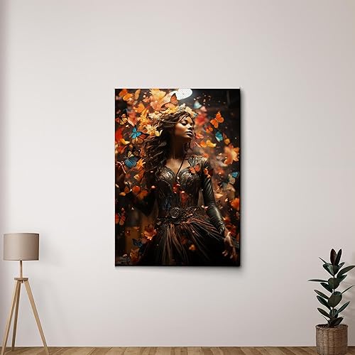 Yoga Wall Art, Canvas Prints Yoga Meditation Studio Room Decorations Tie Dye Hippie Psychedelic Poster with Frame Meditating Peace Wall Art Hanging