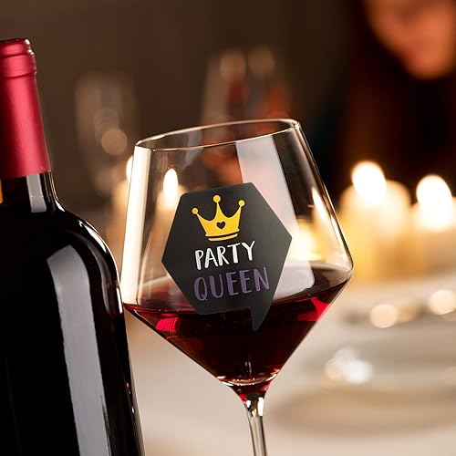 Miniatura 3 de Zonon 36 marcadores de copa de vino, calcomanías divertidas para copas de vino, calcomanías de vidrio reutilizables para fiesta de degustación de
