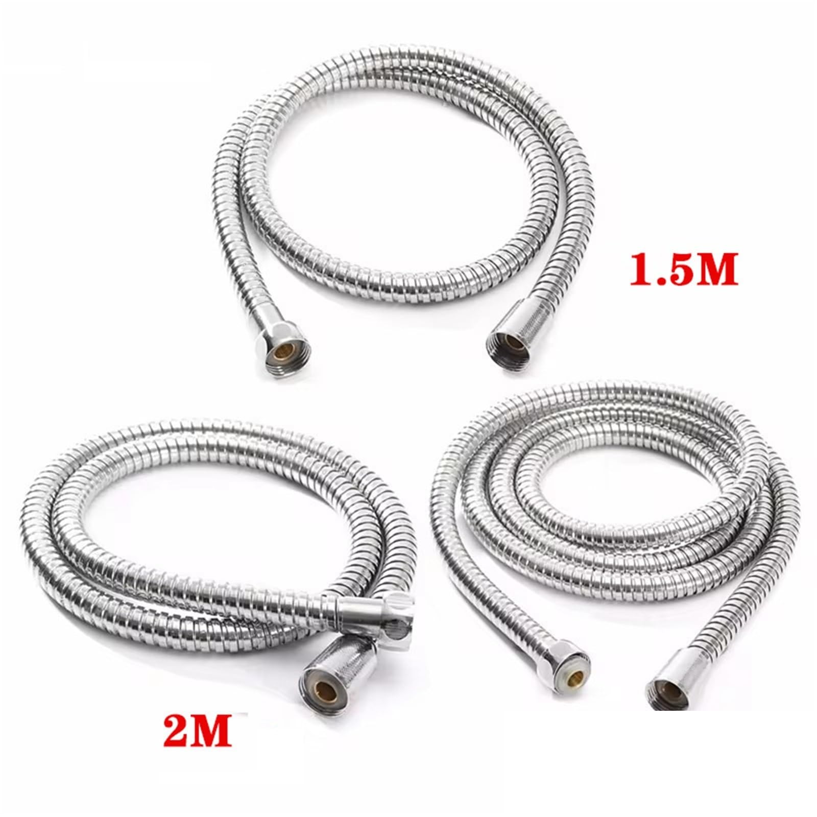 Manguera de ducha flexible de 1,5 m/2 m G1/2 pulgadas, tubo de ducha cromado de acero inoxidable para baño, conector de cabezal de ducha extensible, manguera de agua para una fácil instalación
