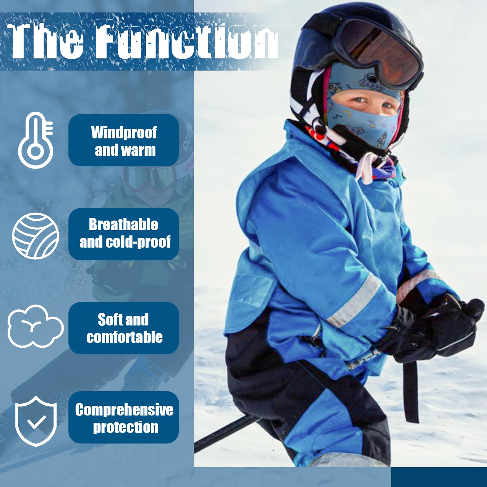 Hpbaggy Maschera Invernale per Bambini,Antivento Mask da Sci Cappello per Ragazzi Ragazze,Passamontagna da Sci per Bambini,Berretto da Ciclismo Balaclava per Varie attività all'Aria Aperta