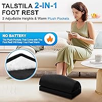 Vista 2 de TALSTILA - Reposapiés para debajo del escritorio en el trabajo, reposapiés con bolsillos cálidos de felpa, reposapiés ergonómico ajustable de espuma