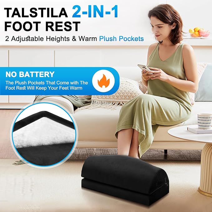 Reposapiés TALSTILA para oficina con bolsillo de felpa y espuma viscoelástica miniatura 2