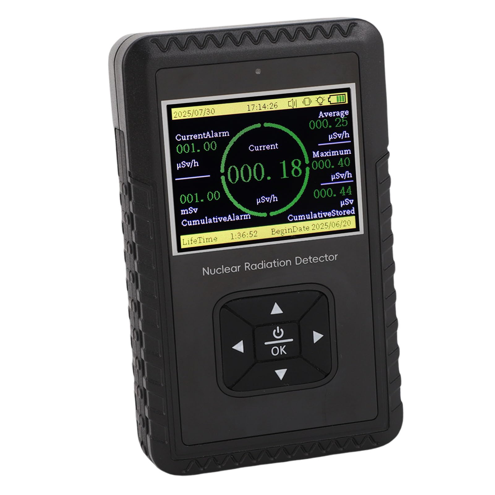 Jiawu Nuklear Geiger Counter Detektor Kontinuierliche Alarmvibration Benachrichtigt Handheld Beta Gamma Röntgenmessgerät für Laborforschungsmaterial: ABS