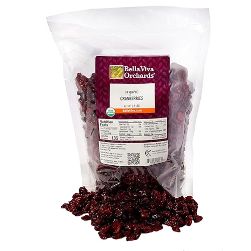 Arándanos secos orgánicos de Bella Viva Orchards, bolsa de 2.5 libras