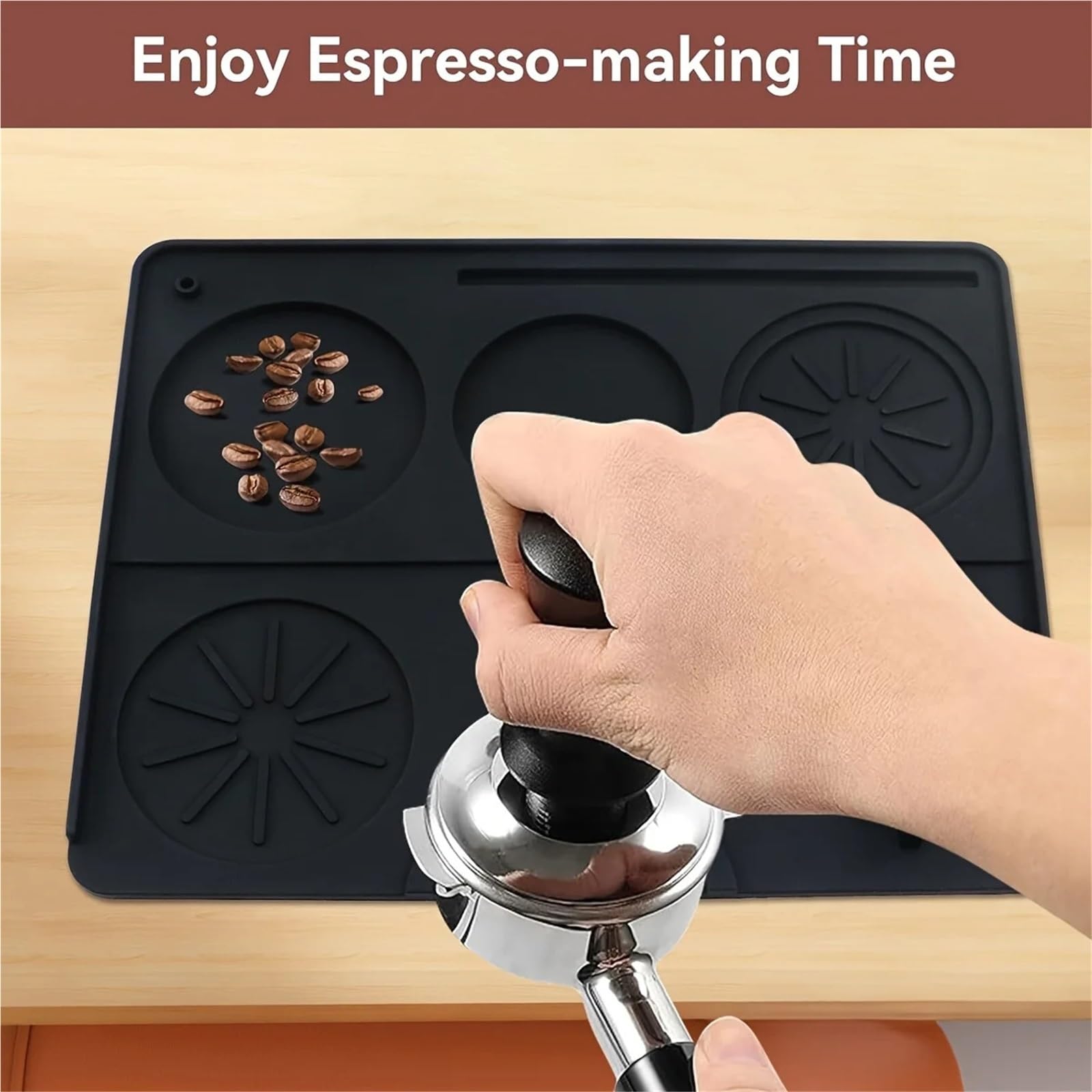 2pcs Coffee Tamping Mat Silicone Non Slip Holder Pad Press Cushion Tool Accessory Tamp Station for Home And Cafe(Grey)
