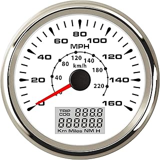 Universal GPS Speedometer Gauge 160MPH 220KM/H Trip Counter Odometer For Car Racing Motorcycle 85mm 9-32V (Color : WS)