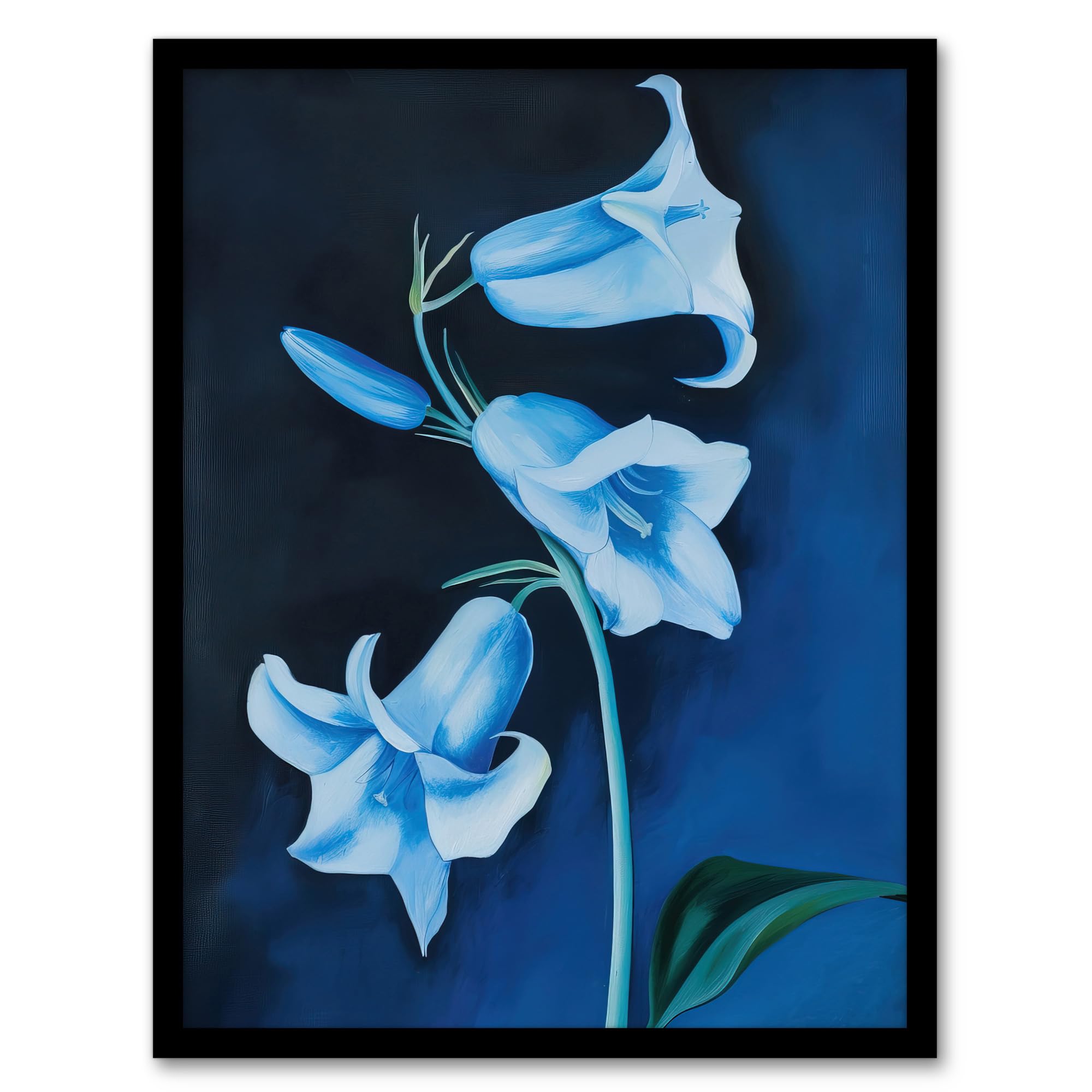 Artery8 Bluebell Flowers Wildflower Blue Floral Painting Living Room Artwork Framed Wall Art Print A4