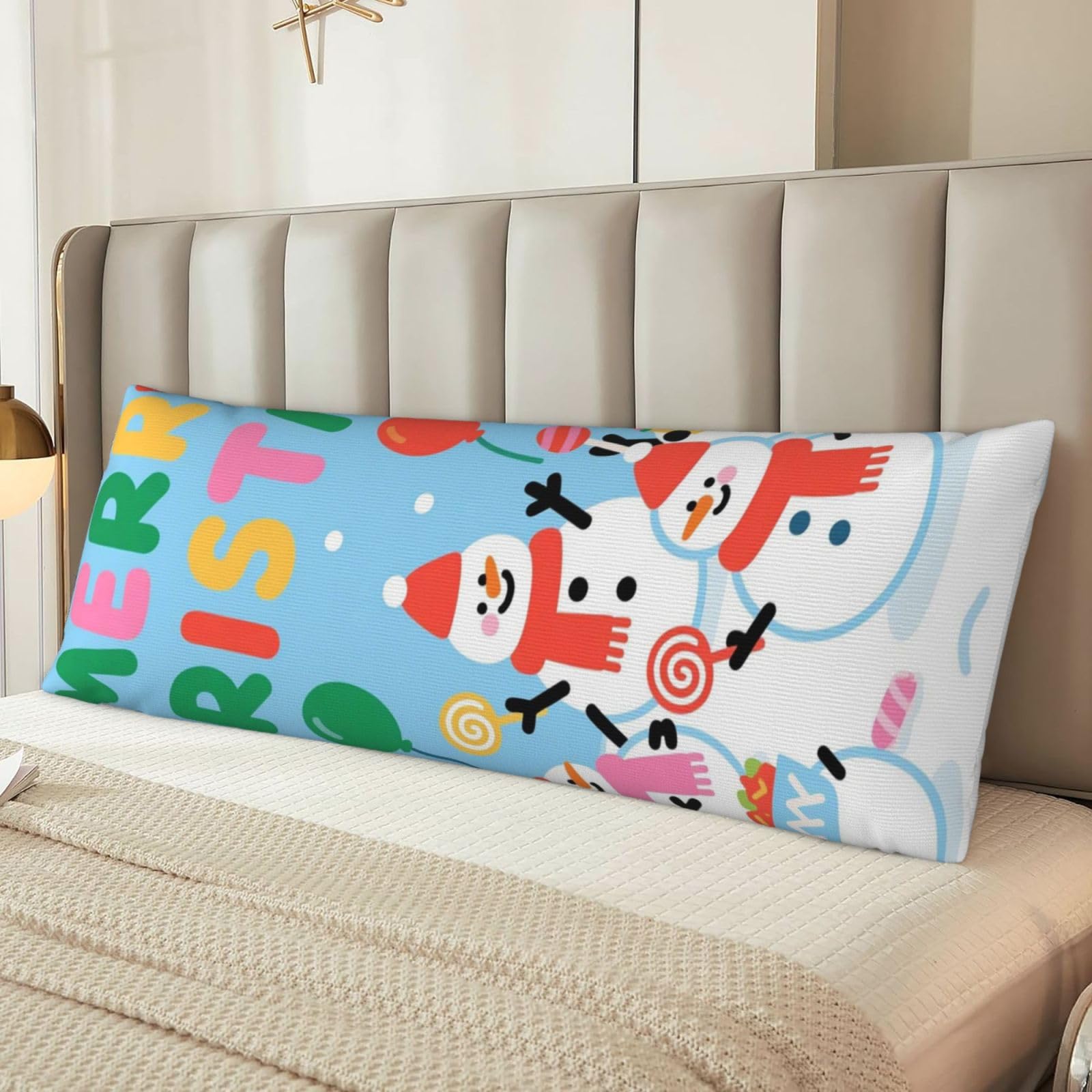 Christmas Snowman Candy Body Pillow Cover with Hidden Zipper 54"X20",Ultra Soft Microfiber Long Pillow Case Decorative Bedding Pillowcase Cushion Cover Cases for Bedroom Couch Sofa,Home Gifts