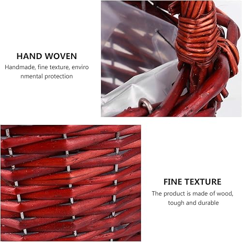 Miniatura 5 de DOITOOL Cesta de mimbre, marrón, 9.4 x 5.9 x 12.6 in, cesta rústica de flores de ratán con asa, cesta de Pascua tejida para flores, dulces y frutas