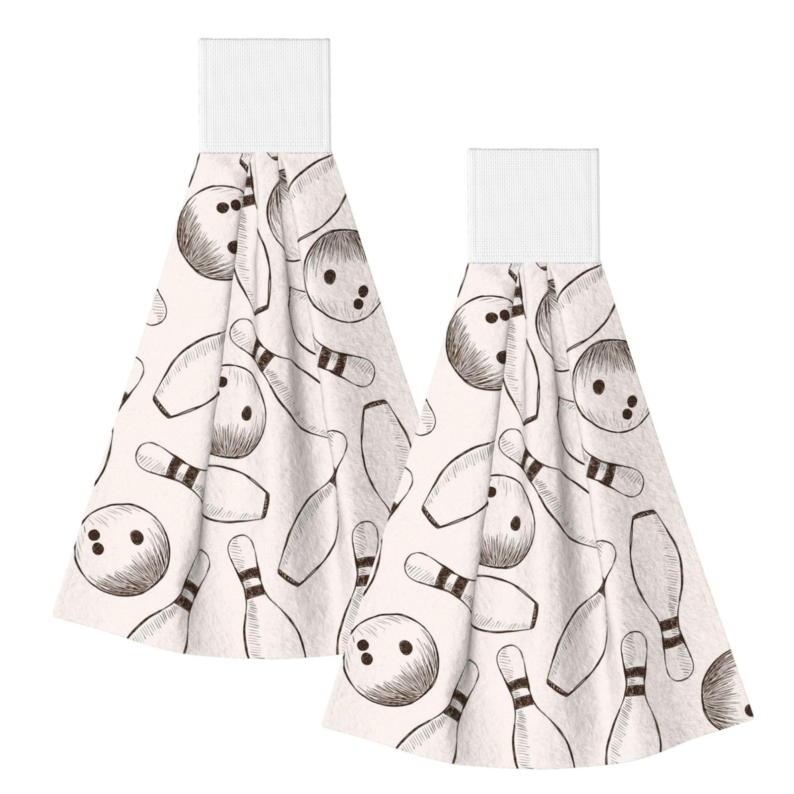DOPKLNA Bowling Pins And Balls, 2 Pcs Hanging Coral Fiber Hand Towels for Bathroom, Absorbent Kitchen Towels