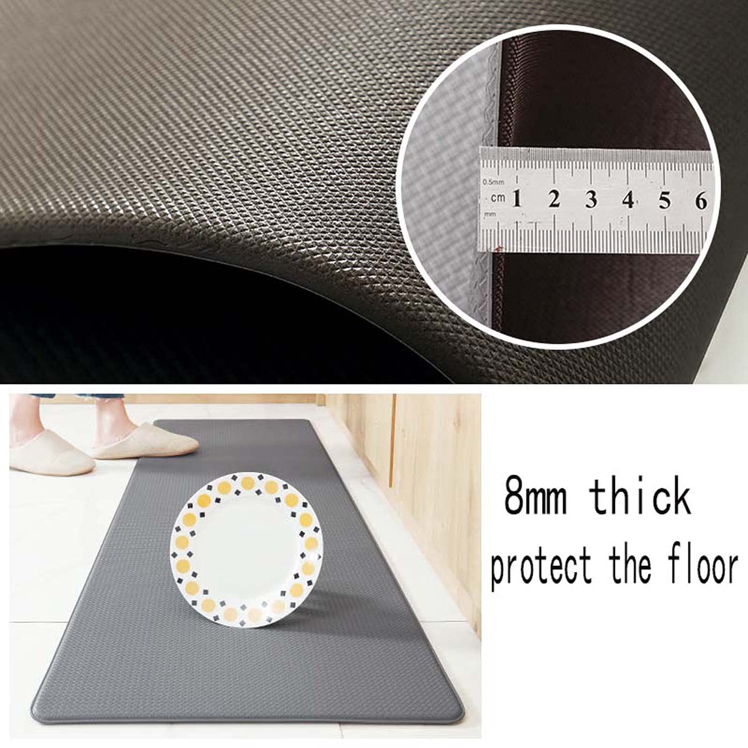 Dhao - Set Di Tappetini Da Cucina, 45 X 75 Cm+45 X 150 Cm, Impermeabili, In Pelle, Antiscivolo, Resistenti All'olio, Tappetino Da Cucina