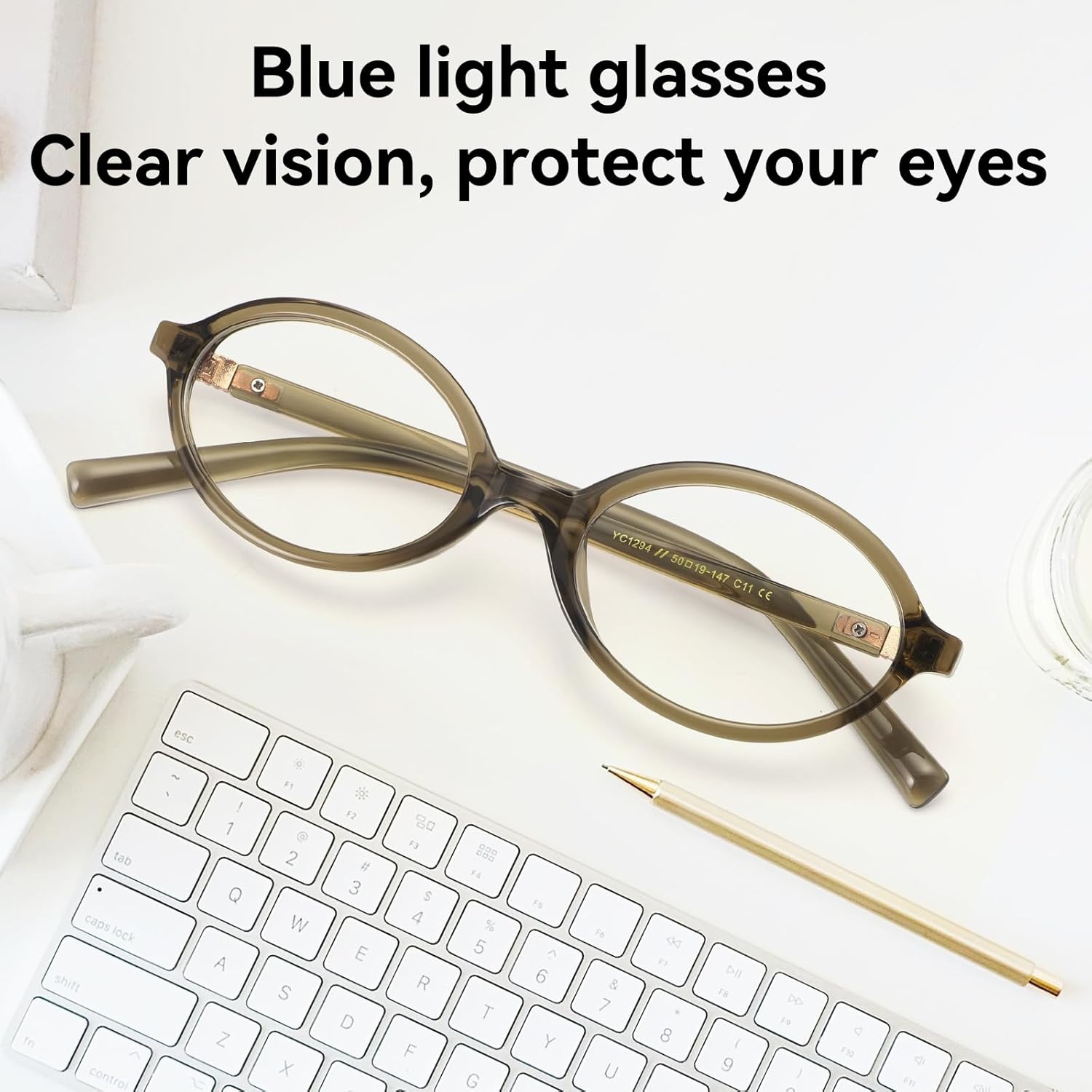 Dollger Oval Blue Light Glasses for Women Men Fashion Retro 90s Small Frame Computer Glasses - Image 2